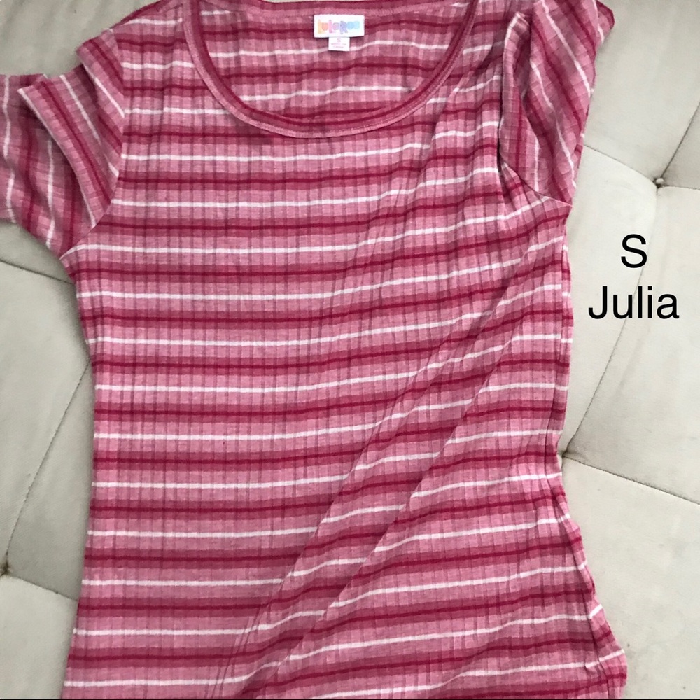 NWOT S pink & white striped dress (lularoe Julia)